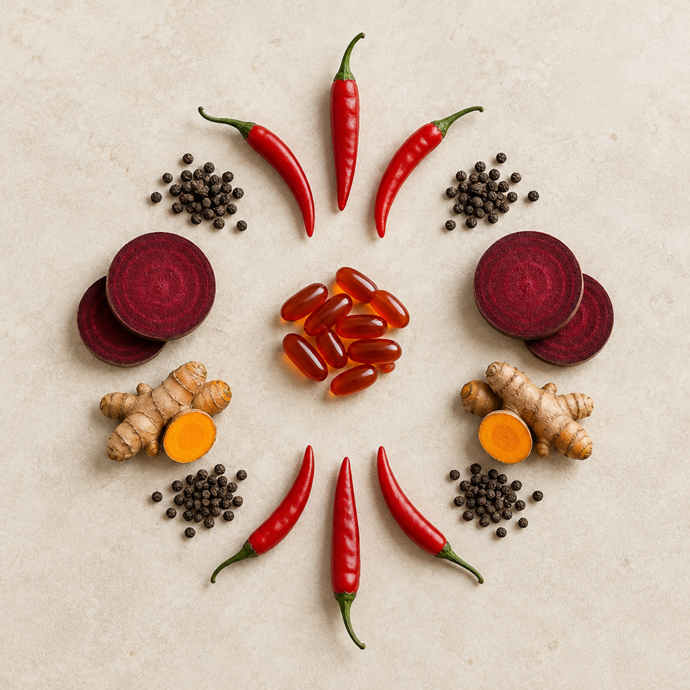 hero Blune cayenne pepper softgels with beetroot and turmeric