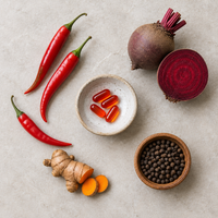 Cayenne, beetroot, turmeric and black pepper